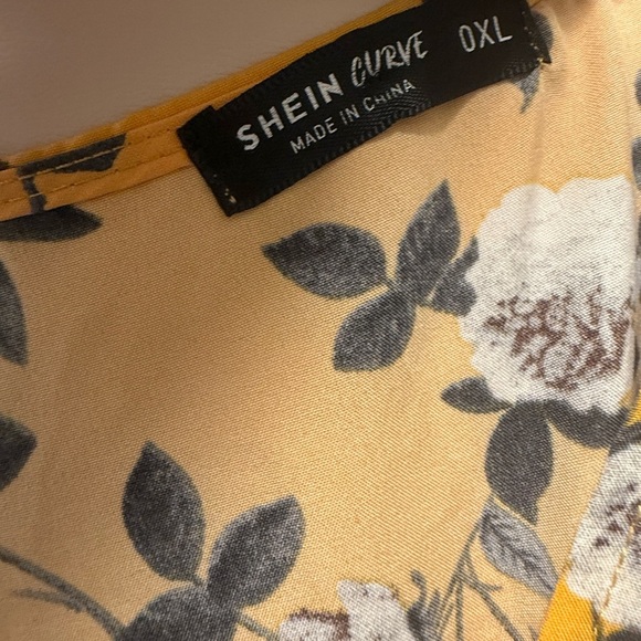 SHEIN Floral Yellow Tie-Front Dress - Picture 4 of 4
